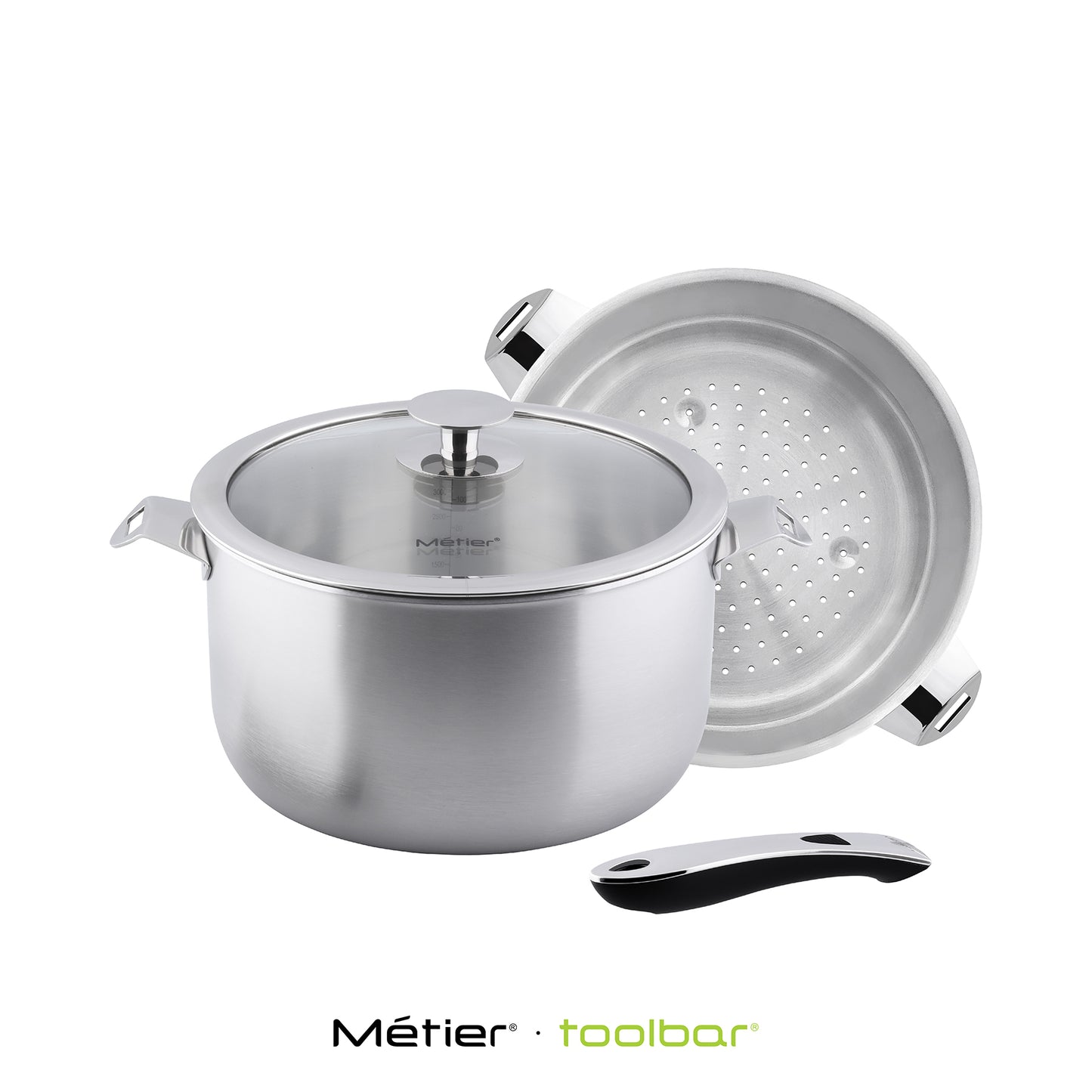 ON~&~OFF 22CM CASSEROLE with STEAMER INSERT Patented Detachable Handle